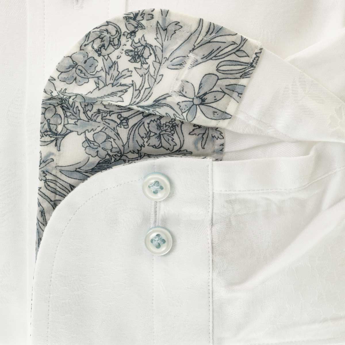 ワイシャツ 花柄 ホワイト ジャガード スリムフィット STYLE WORKS