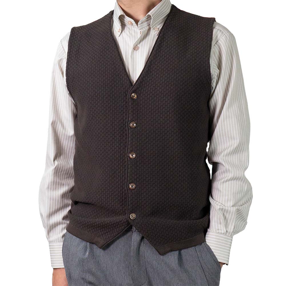 ニット ジレ ベスト グレー チェック おしゃれ カジュアル（ラッピング