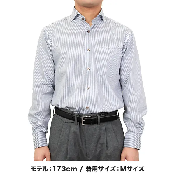 s*a様 nbhd ストライプ長袖シャツ Mサイズ ワイシャツ ストライプ ネイビー SWAN・ブラウンレーベル｜SHIRT HOUSE
