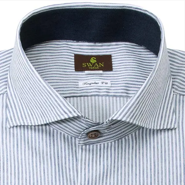 ワイシャツ ストライプ ネイビー SWAN・ブラウンレーベル｜SHIRT HOUSE