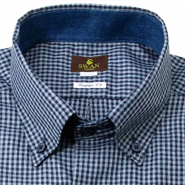 ワイシャツ チェック ネイビー SWAN・ブラウンレーベル｜SHIRT HOUSE