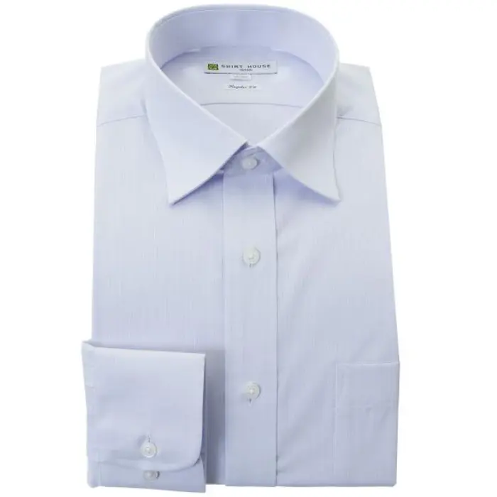 ワイシャツ 形態安定 長袖 藤色 パープル ブルー ドビー セミワイドカラー 標準 シャツハウス メンズ ドレスシャツ