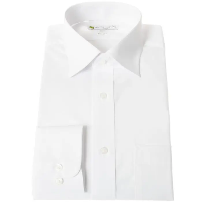 ワイシャツ 形態安定 メンズ 定番 ドレスシャツ シャツ シャツハウス スリムフィット 細身 白 無地 セミワイドカラー