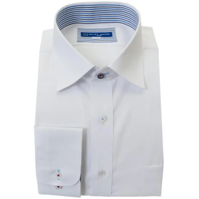 ワイシャツ 形態安定 キングサイズ 大寸 長袖 白 ホワイト ドビー ワイドカラー レギュラー フィット シャツ ハウス メンズ ドレスシャツ