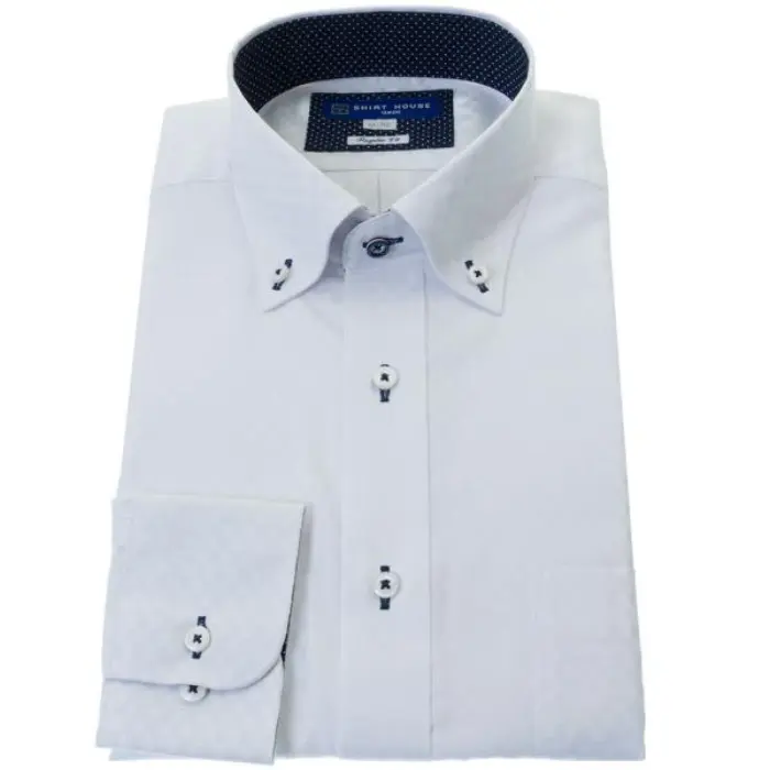 ワイシャツ 形態安定 長袖 白 ホワイト ボタンダウン 標準 シャツハウス メンズ ドレスシャツ
