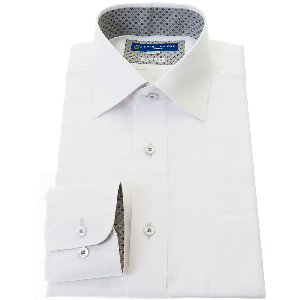 ワイシャツ ストライプ ホワイト ドビー オーガニックコットンブレンド SHIRT HOUSE・ブルーレーベル