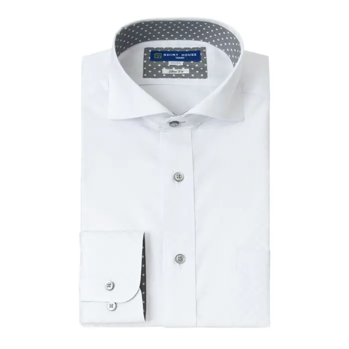 ワイシャツ 形態安定 長袖 白 ホワイト カッタウェイ スリム 細身  シャツハウス メンズ ドレスシャツ