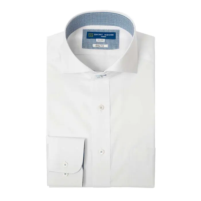 ワイシャツ 形態安定 長袖 白 ホワイト カッタウェイ ドビー スリム 細身 シャツハウス メンズ ドレスシャツ