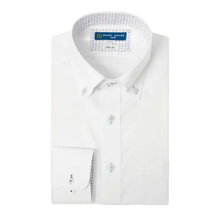 ワイシャツ 形態安定 長袖 白 ホワイト ドビー スリム 細身 シャツハウス メンズ ドレスシャツ