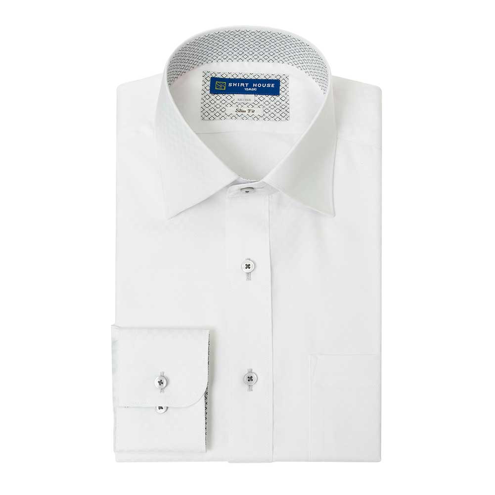 ワイシャツ スリムフィット ホワイト ドビー エバーフィール SHIRT HOUSE・ブルーレーベル
