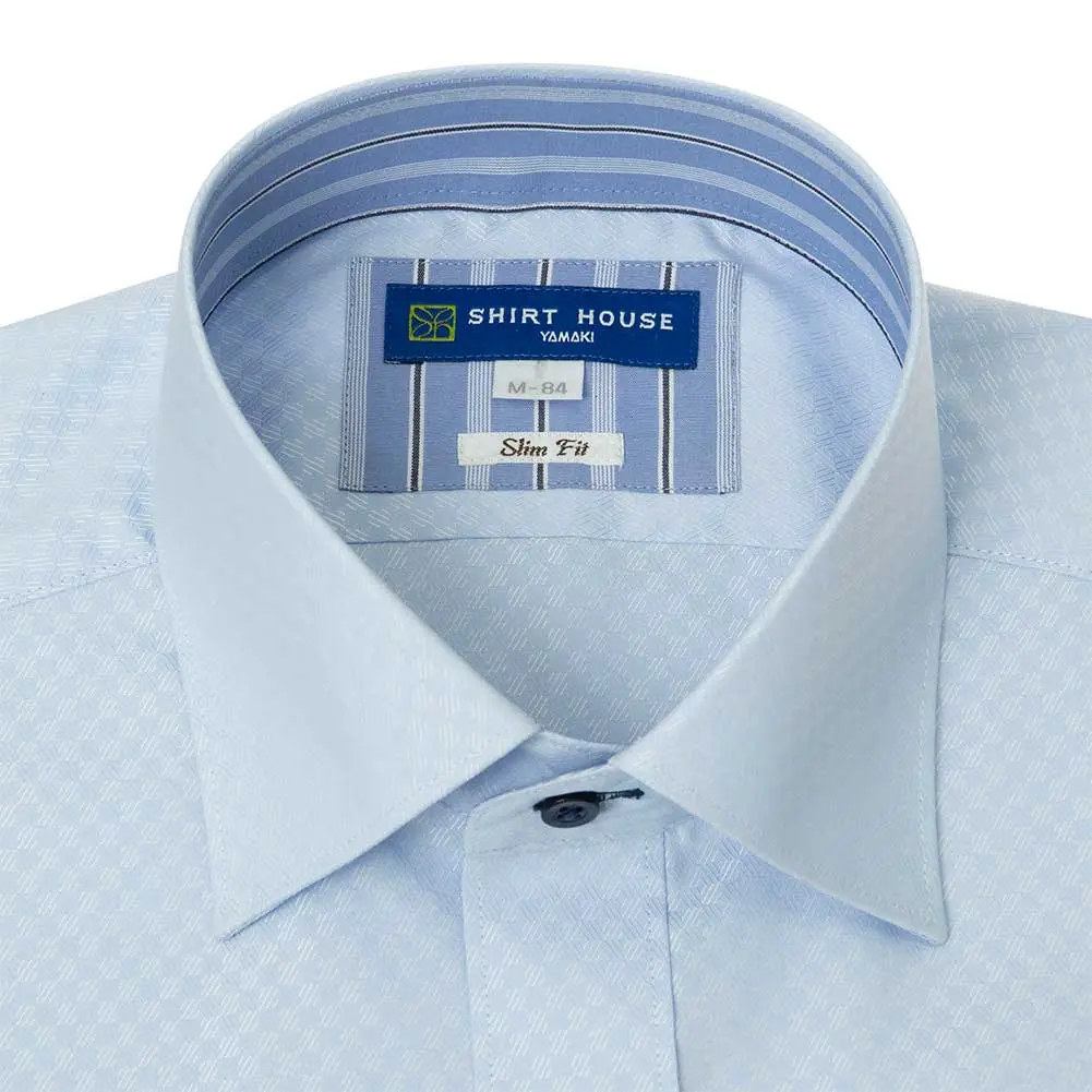 ワイシャツ スリムフィット ブルー ドビー エバーフィール SHIRT HOUSE・ブルーレーベル