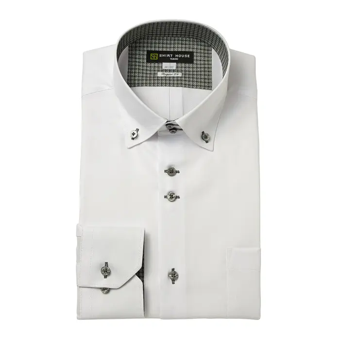 ワイシャツ 形態安定 長袖 ホワイト 白 ドビー  ドゥエボットーニ 標準 レギュラーフィット シャツハウス メンズ ドレスシャツ