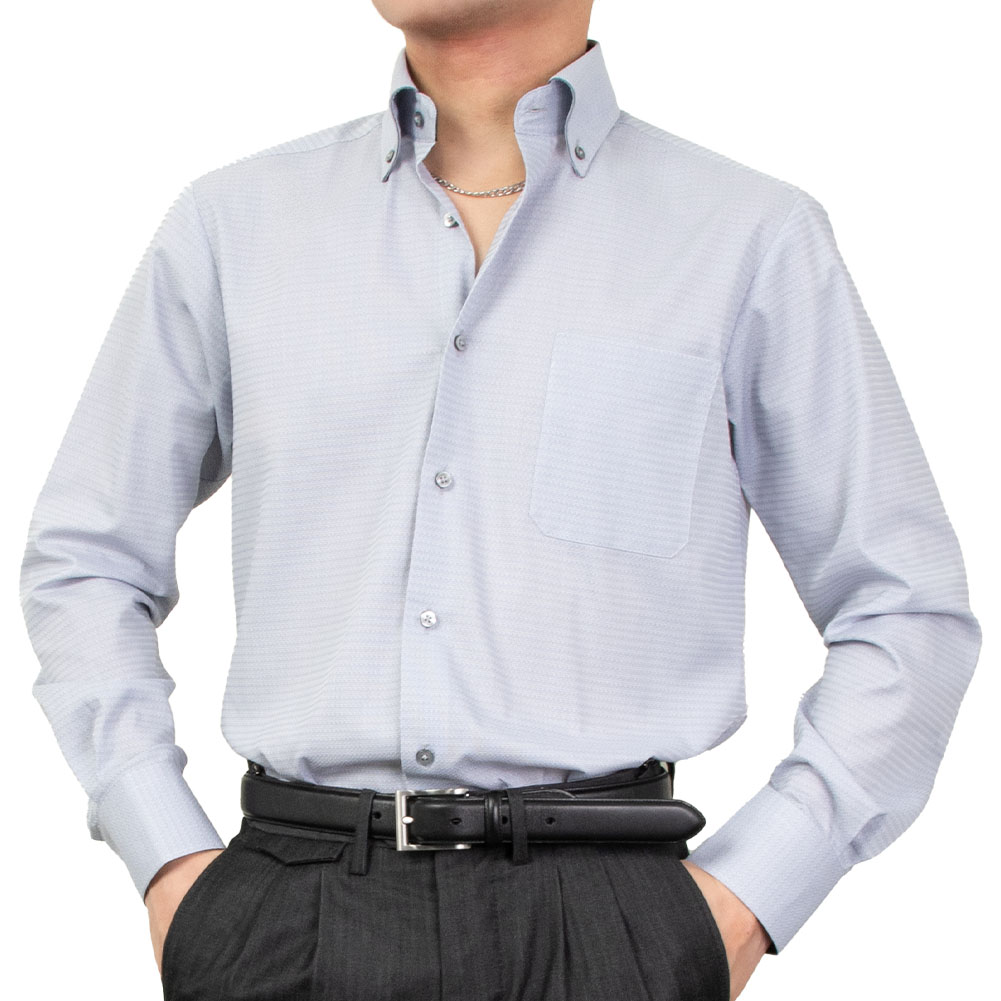 ワイシャツ 総柄 グレー ドビー SWAN・ブラックレーベル｜SHIRT