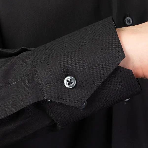 ワイシャツ 総柄 ブラック ドビー SWAN・ブラックレーベル