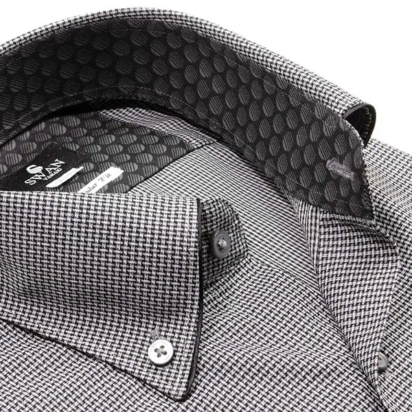 ワイシャツ チェック グレー ドビー SWAN・ブラックレーベル
