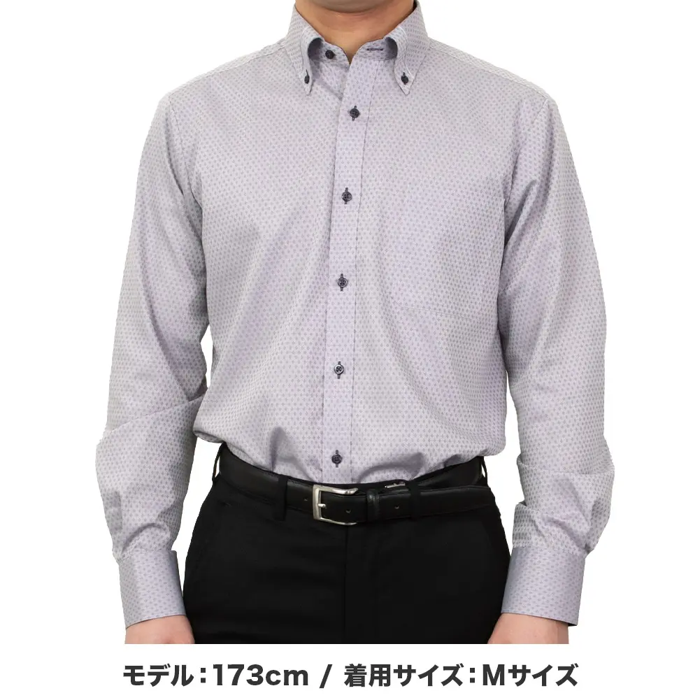 ワイシャツ 総柄 パープル ドビー SWAN・ブラックレーベル｜SHIRT