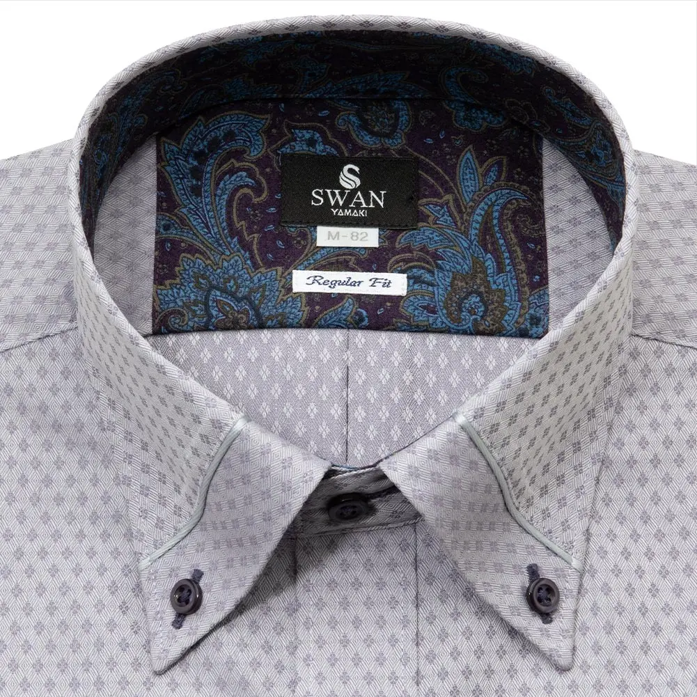 ワイシャツ 総柄 パープル ドビー SWAN・ブラックレーベル｜SHIRT