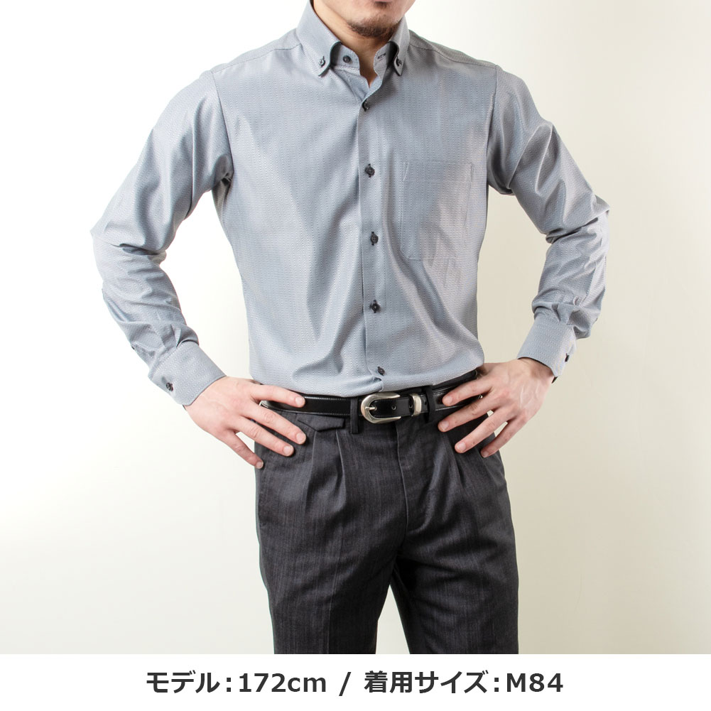 ワイシャツ スリムフィット グレー ドビー シルキーストレッチ SHIRT HOUSE・ブラックレーベル