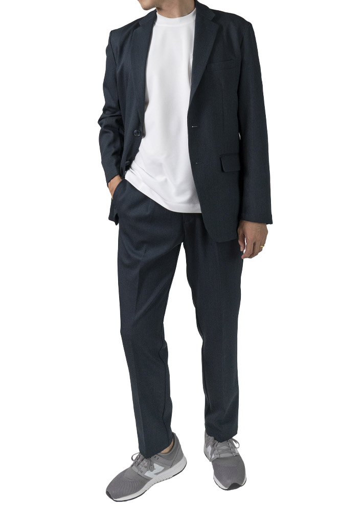 スーツセットアップ 機能性 静電気軽減 家庭洗濯 ネイビー ビジネス