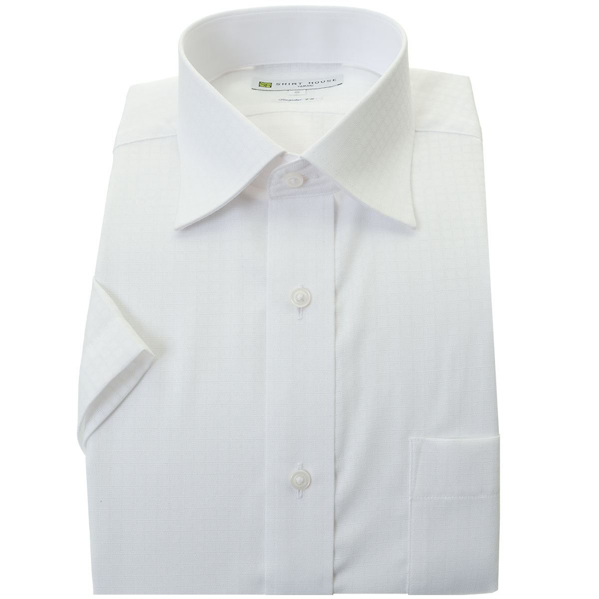 SHIRT HOUSE・ホワイトレーベル 半袖 セミワイドカラー　 ホワイト ワイシャツ