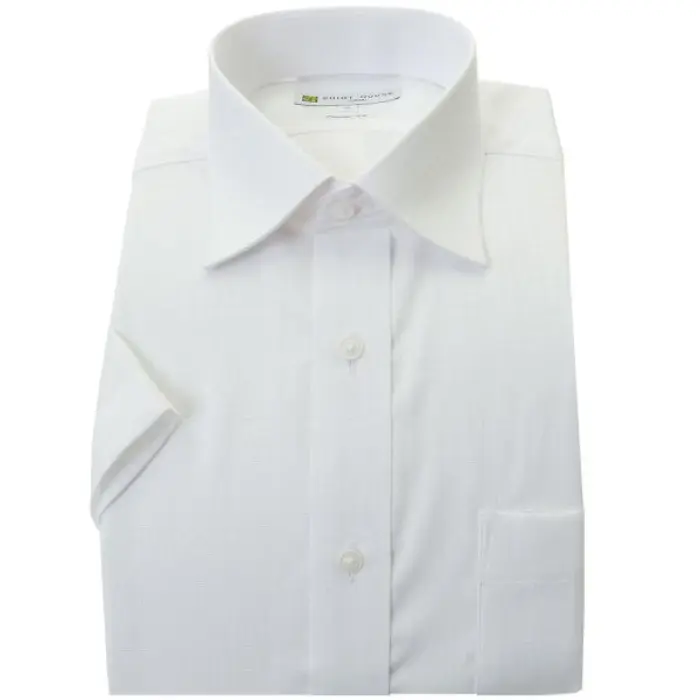 ワイシャツ 形態安定 半袖 白 ドビー セミワイドカラー レギュラー フィット シャツハウス メンズ ドレスシャツ