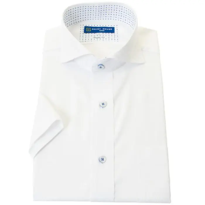 ワイシャツ 形態安定 半袖 白ドビー ホワイト カッタウェイ レギュラー フィット 消臭 吸水速乾 シャツハウス メンズ