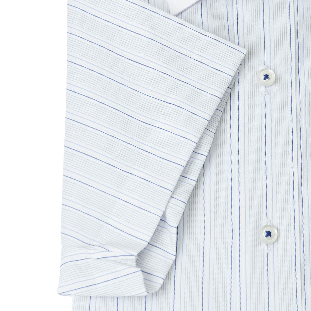 半袖ワイシャツ ストライプ グレー フラボノ 吸水速乾 エバーフィール SHIRT HOUSE・ブルーレーベル
