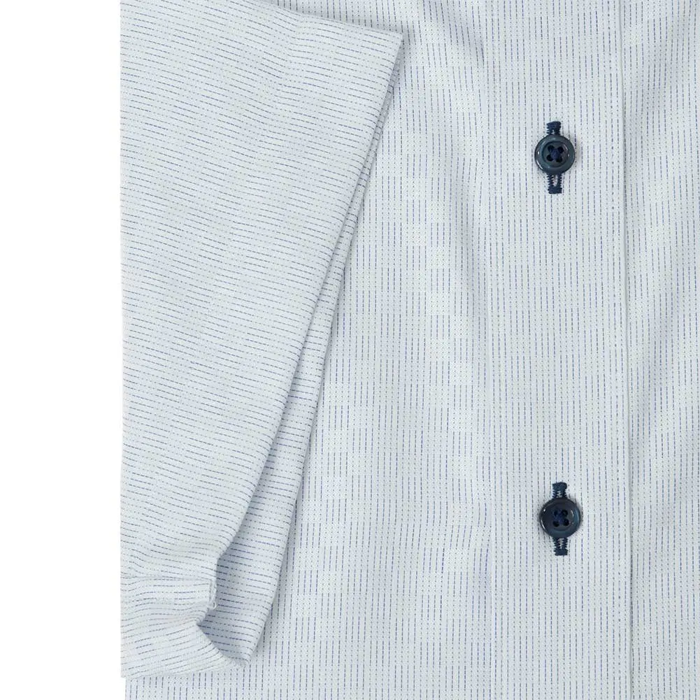 半袖ワイシャツ ストライプ ブルー ドビー 消臭 吸水速乾 フラボノ エバーフィール SHIRT HOUSE・ブルーレーベル