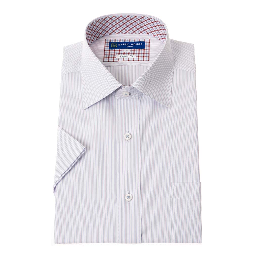 半袖ワイシャツ ストライプ マルチカラー フラボノ 吸水速乾 エバーフィール SHIRT HOUSE・ブルーレーベル