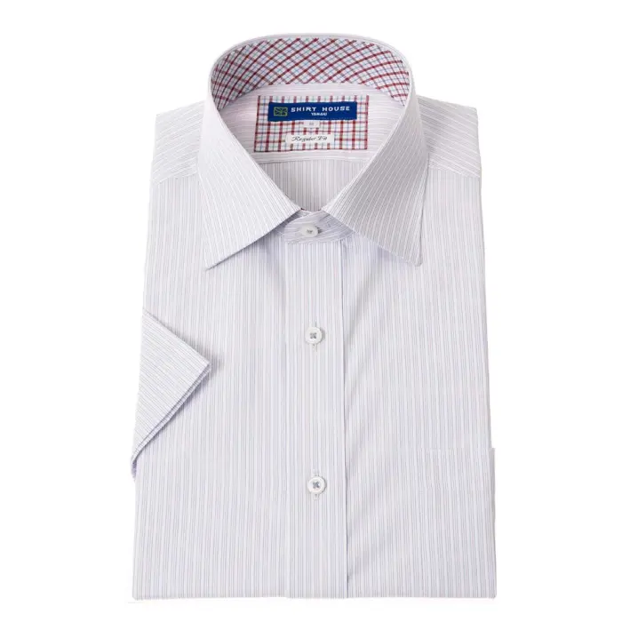 ワイシャツ 形態安定 半袖  マルチカラー ストライプ　ワイド  レギュラーフィット 消臭 吸水速乾 シャツハウス メンズ