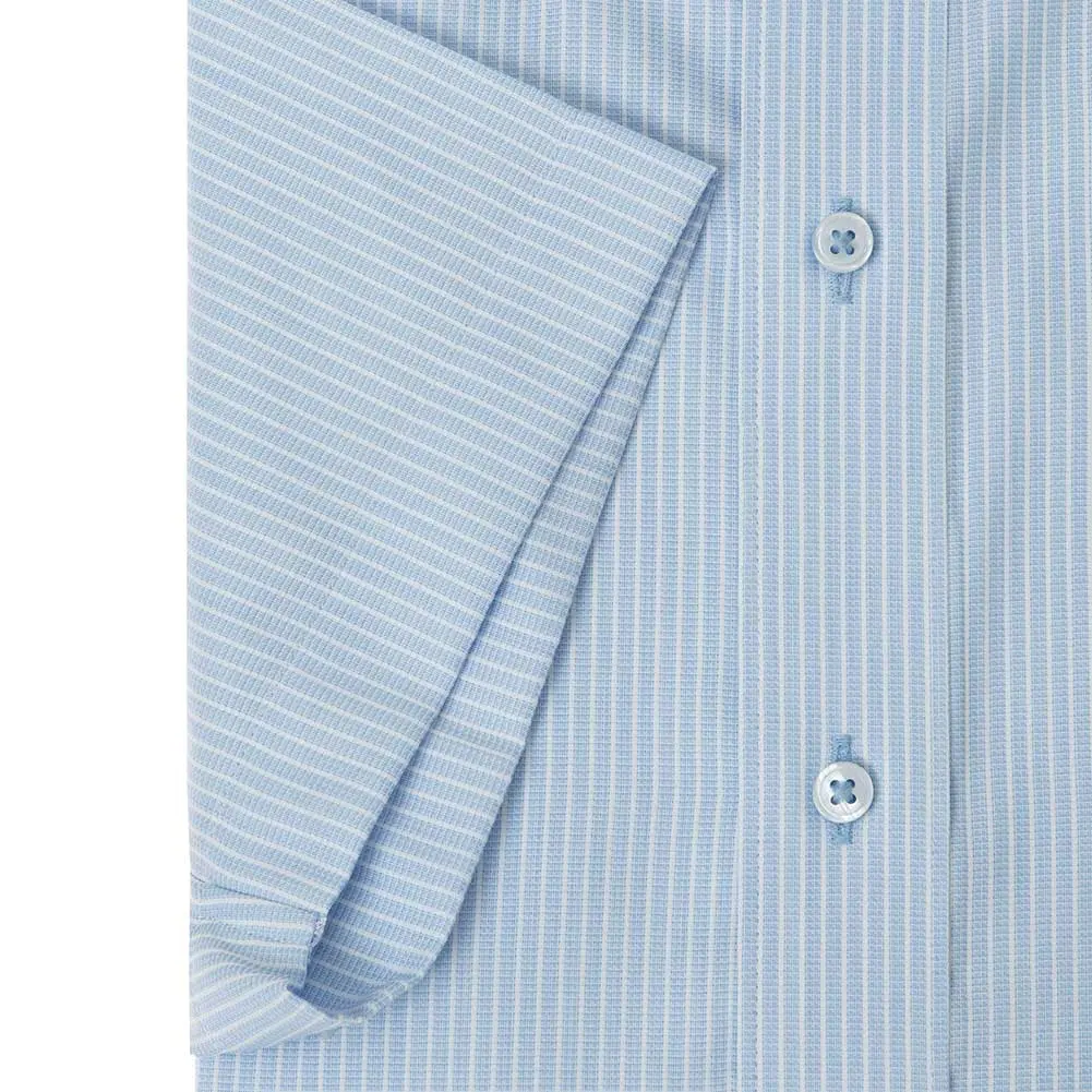 半袖ワイシャツ ストライプ ブルー ドビー 消臭 吸水速乾 フラボノ エバーフィール SHIRT HOUSE・ブルーレーベル
