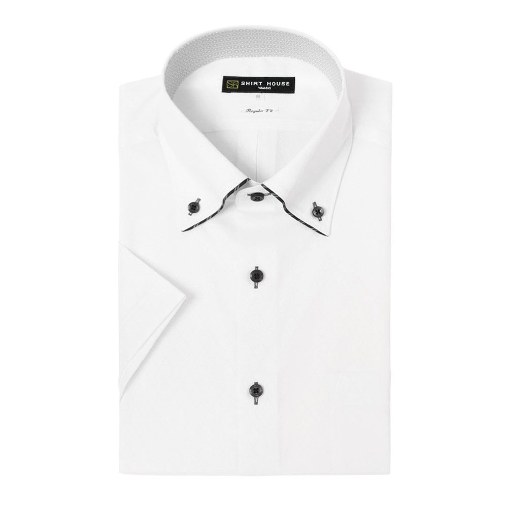 半袖ワイシャツ ホワイト ドビー フラボノ シルキーストレッチ SHIRT 