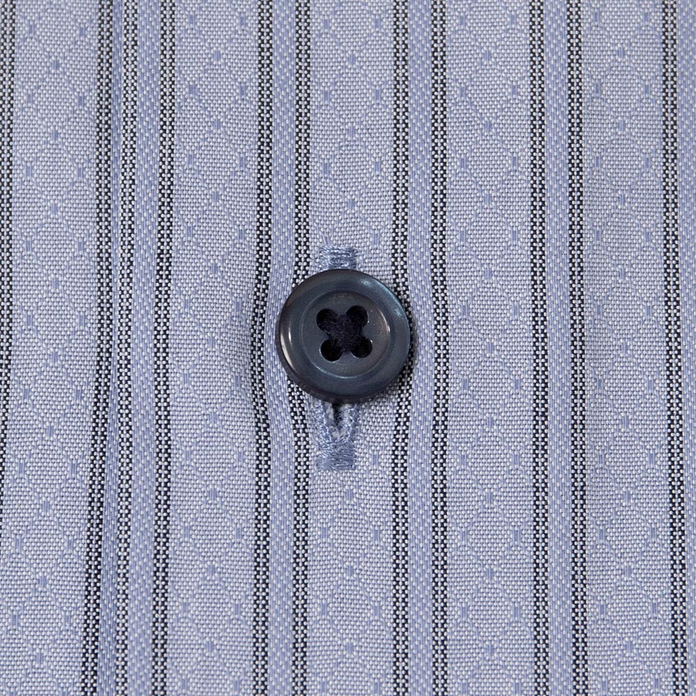 半袖ワイシャツ ストライプ ブルー フラボノ シルキーストレッチ SHIRT HOUSE・ブラックレーベル