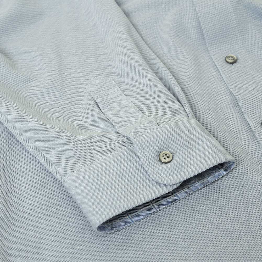 ニットシャツ(裄詰不可) 無地 ブルー ニット 吸水速乾 アルティマ フラボノ SWAN・グリーンレーベル
