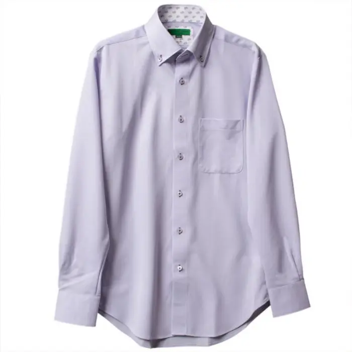 ワイシャツ ニット ニットシャツ S M L LL 長袖 ノーアイロン パープル ボタンダウン スリム シャツハウス メンズ シャツ 裄詰め不可
