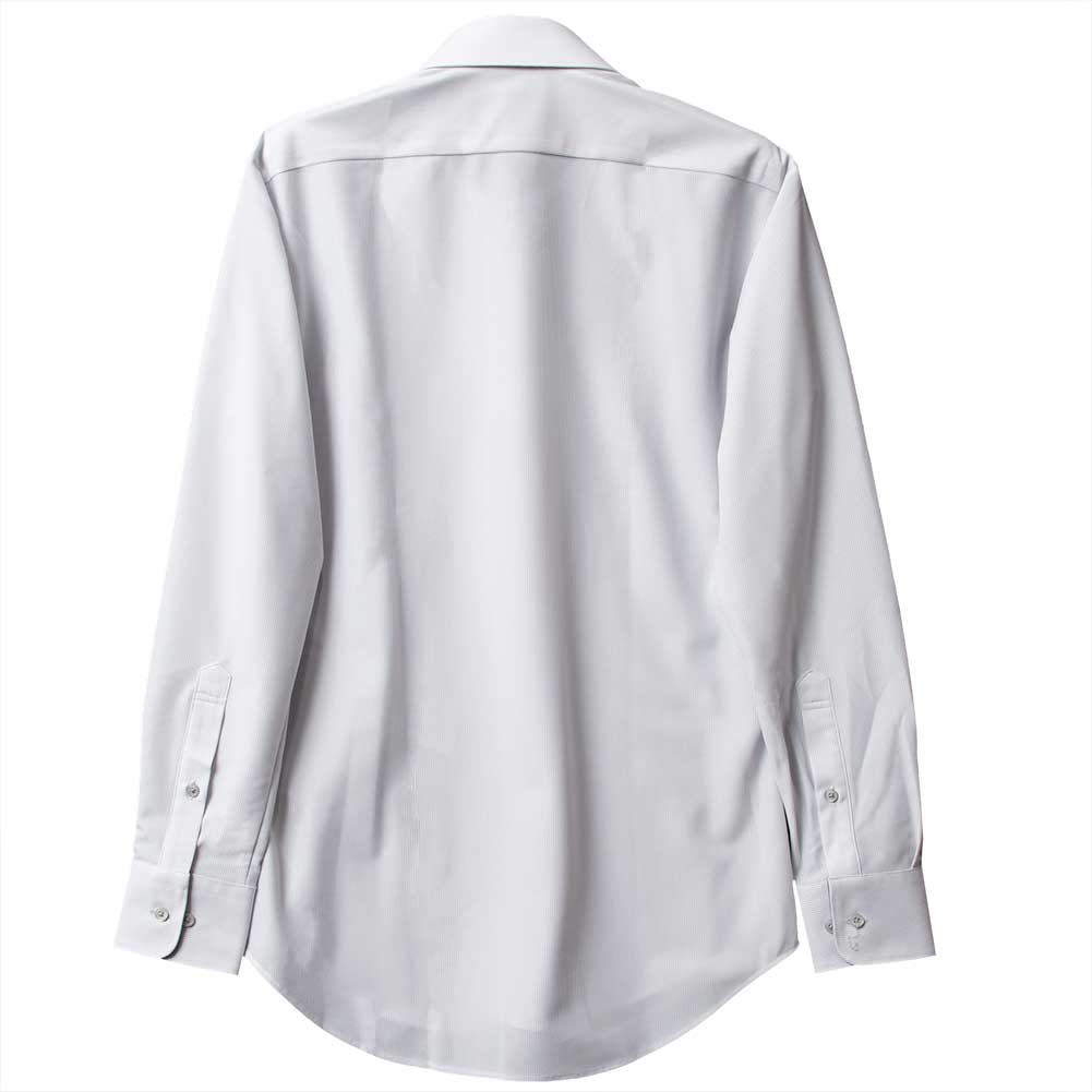 ニットシャツ(裄詰不可) スリムフィット ストライプ グレー ニット 吸水速乾 SHIRT HOUSE・グリーンレーベル