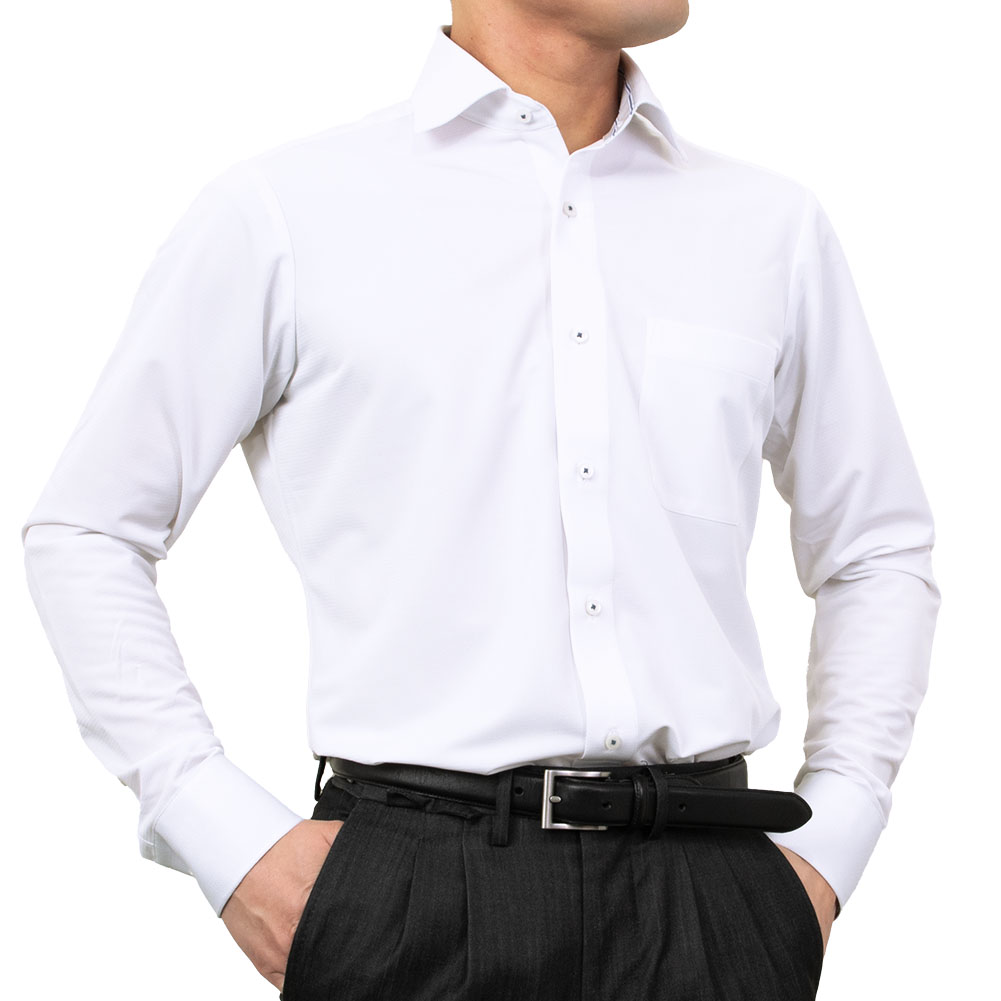 ワイシャツ 無地 ホワイト ブロード 抗菌 防臭 SWAN・ホワイトレーベル