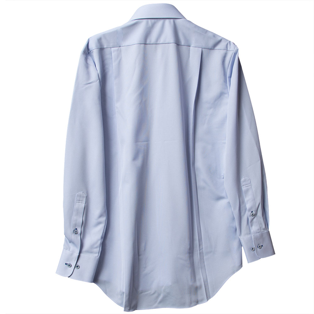 ニットシャツ(裄詰不可) ブルー ニット 吸水速乾 SHIRT HOUSE・グリーンレーベル