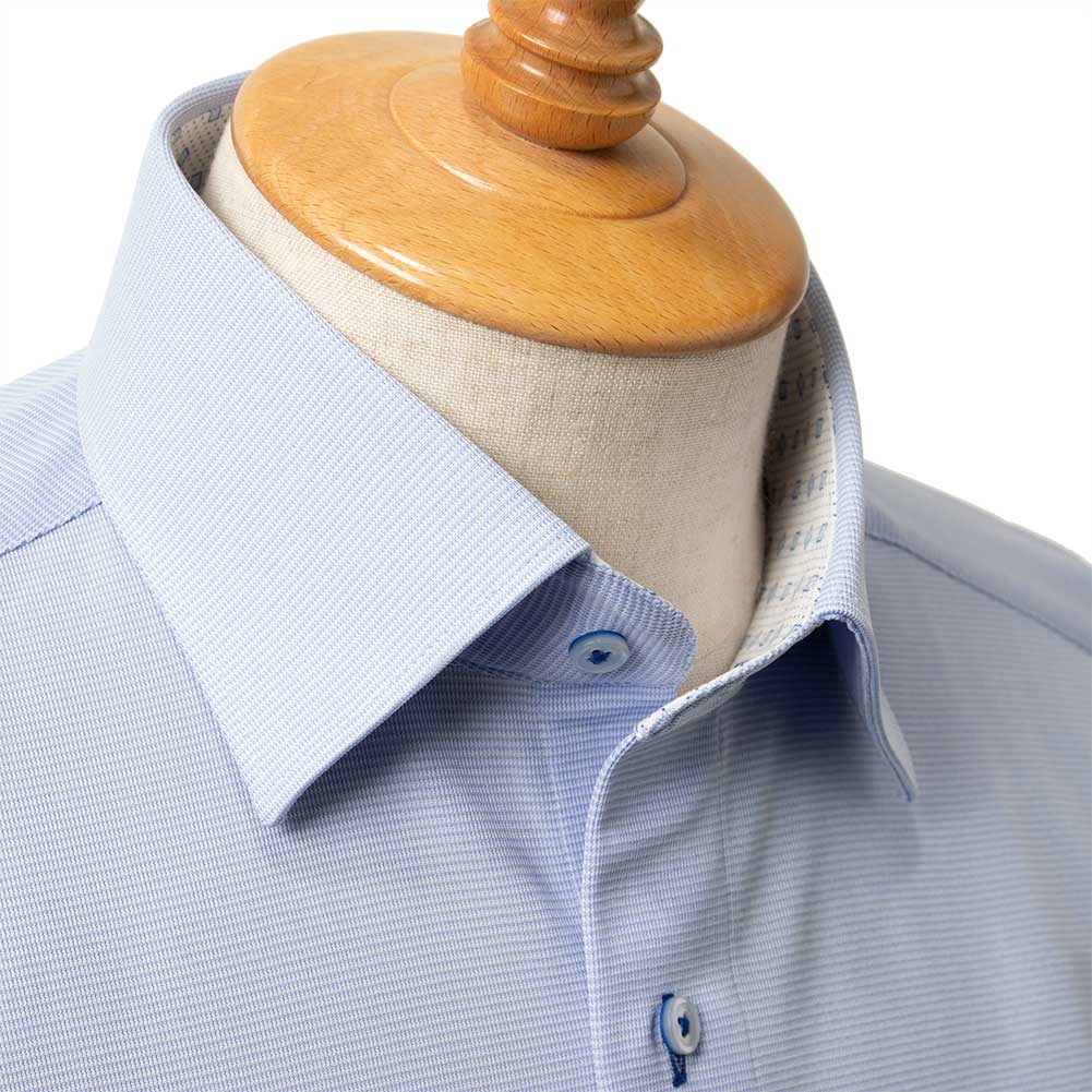 ニットシャツ(裄詰不可) ブルー ニット 吸水速乾 SHIRT HOUSE・グリーンレーベル