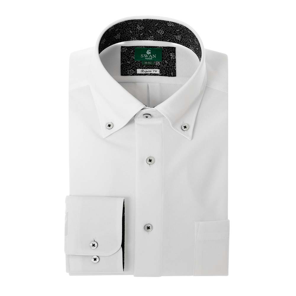 ニットシャツ(裄詰不可) ホワイト ニット 吸水速乾 SWAN・グリーンレーベル
