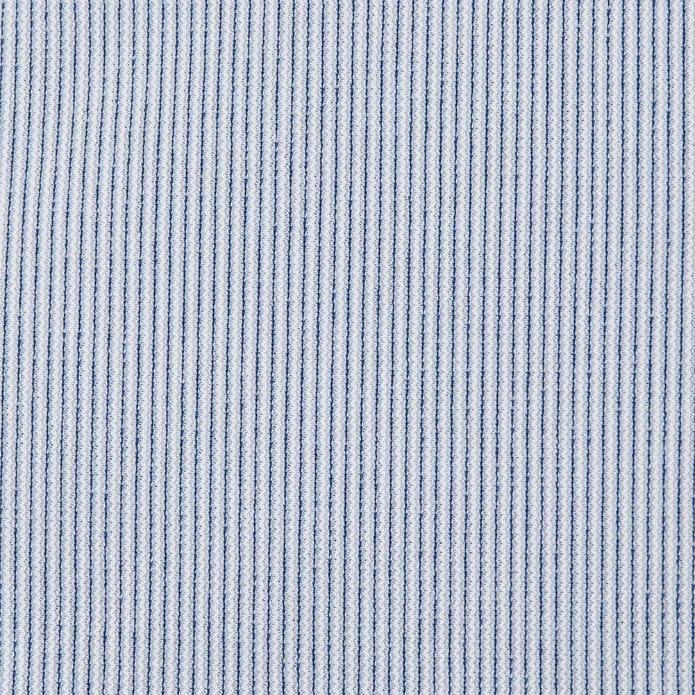 ニットシャツ(裄詰不可) ストライプ ブルー ニット 吸水速乾 SWAN・グリーンレーベル