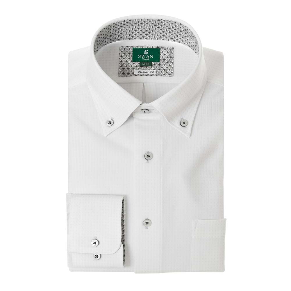 ニットシャツ(裄詰不可) ホワイト ニット 吸水速乾 SWAN・グリーンレーベル