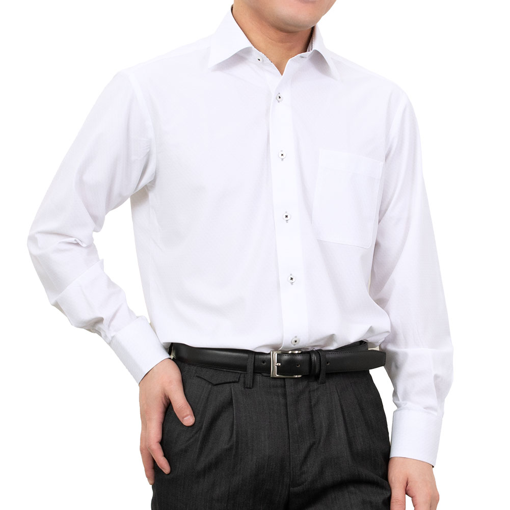 ニットシャツ(裄詰不可) ホワイト ニット SWAN・グリーンレーベル