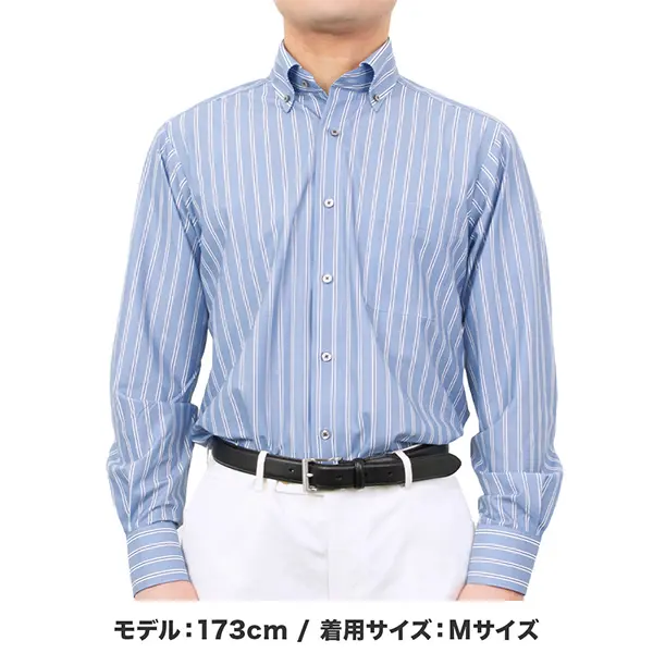 ニットシャツ(裄詰不可) ストライプ ブルー ニット SWAN・グリーン