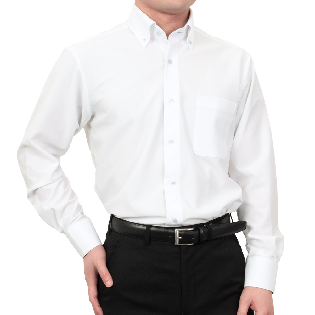 ニットシャツ(裄詰不可) ストライプ ホワイト ニット 吸水速乾 SWAN