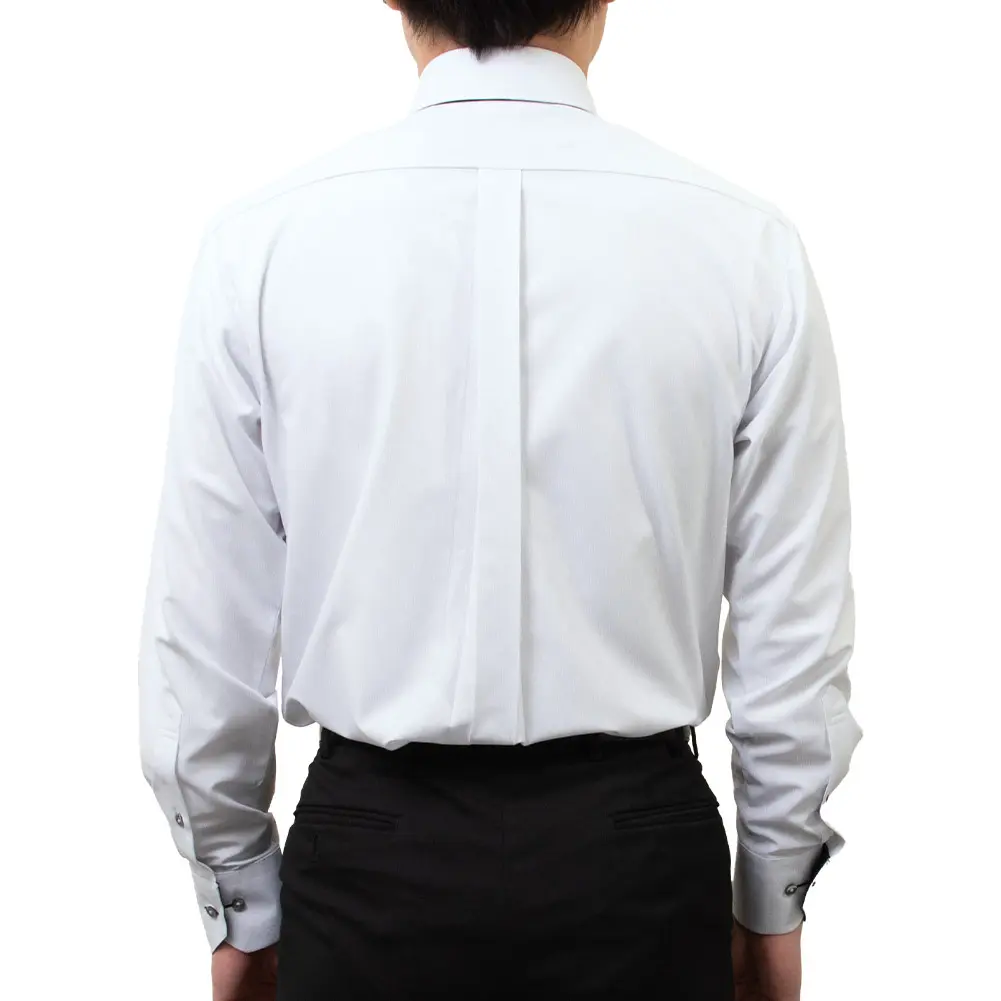 ニットシャツ(裄詰不可) 総柄 ホワイト ニット SWAN・ブラックレーベル