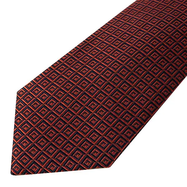 ネクタイ シルク100％ 8センチ オレンジ 総柄 プレゼント 就活