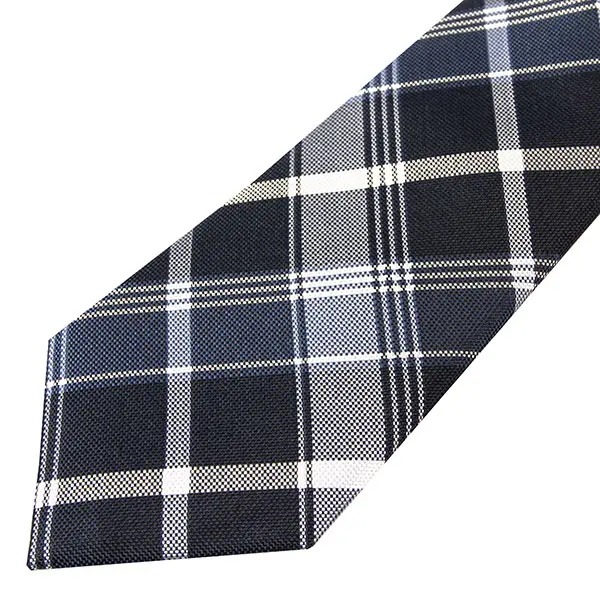 ネクタイ シルク100％ 7センチ チェック ネイビー 紺 プレゼント 就活