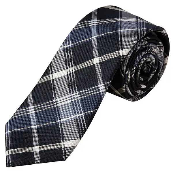 ネクタイ シルク100％ 7センチ チェック ネイビー 紺 プレゼント 就活