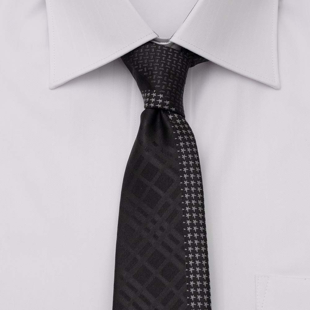 ネクタイ シルク100％ 8センチ チェック ネイビー 紺 プレゼント 就活